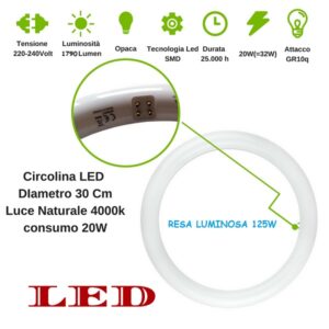 Circolina LED 20W Luce Natura 1790 Lumen